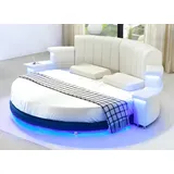 Xlmoebel Rundbett Neu LED-beleuchtetes Lederbett für das Schlafzimmer (Bett), Hergestellt in Europa weiß