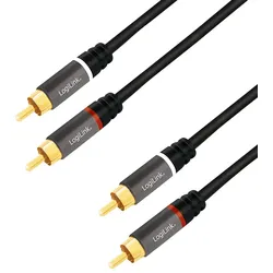 LogiLink Stereo Cinch Audio Kabel, 2 x 2 Cinch Stecker, 1m  1 Stück