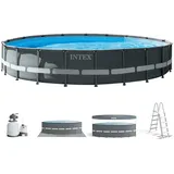 Intex 26334GN Frame Pool Set - Ultra XTR 610x122cm inkl. Filterpumpe, Leiter, Planen