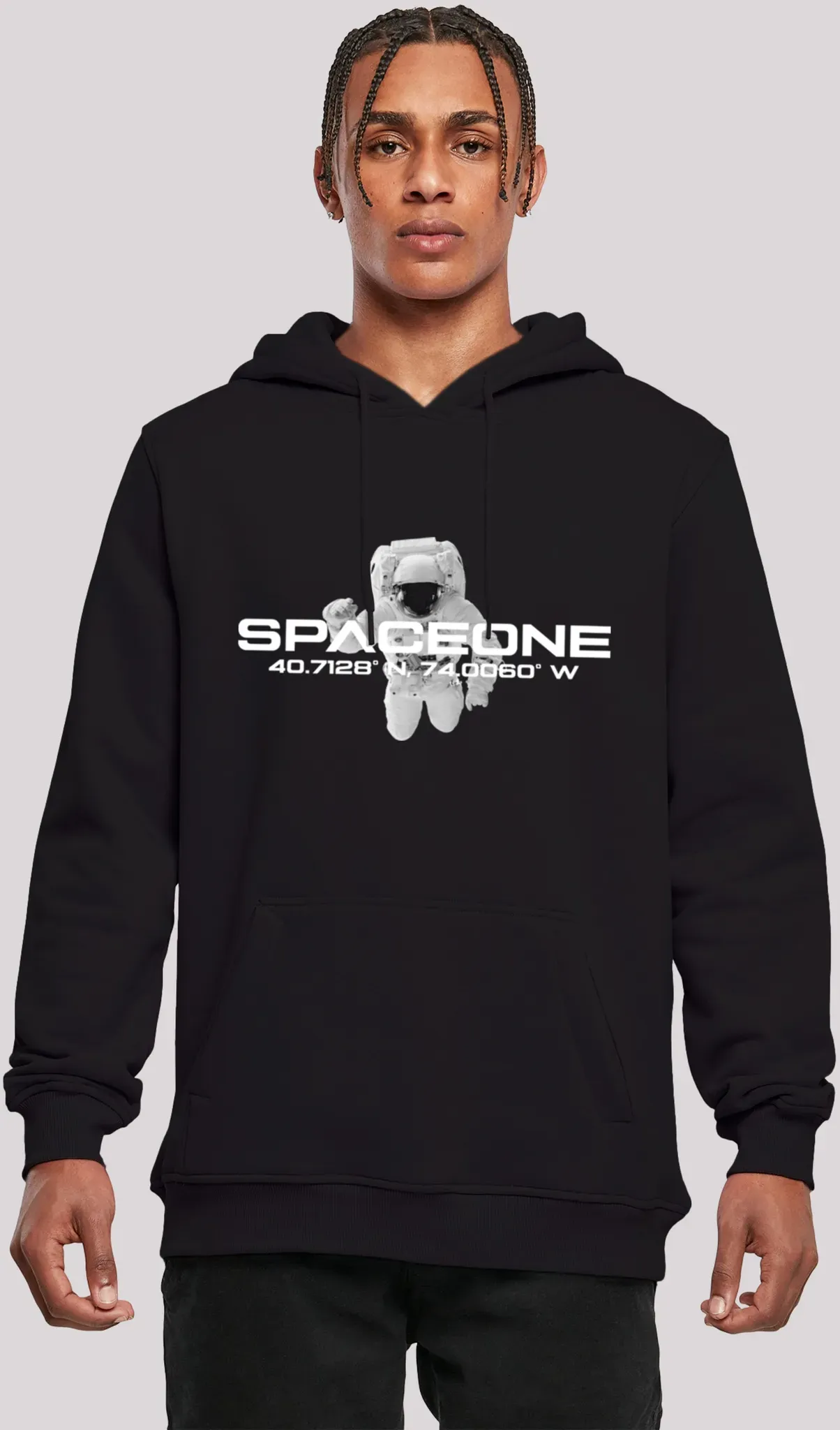 Kapuzenpullover F4NT4STIC "PHIBER SpaceOne Astronaut" Gr. XS, schwarz Herren Pullover Print