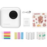 PNGOS Mini Drucker, Mini-Drucker für Smartphones, tragbarer Thermodrucker, Thermodrucker mit 13 Papierrollen zum Drucken von Etiketten, Unterrichtsmaterialien, Fotos und Anderen Dokumenten