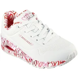 SKECHERS Uno - Loving Love Damen white durabuck/red pink mesh trim 38