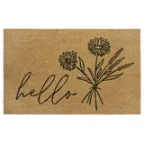 HANSE HOME Hello & Flowers, Türmatte", braun, B:45cm H:15mm L:75cm, Kokos, Fußmatte für Innen, Kokosmatte, Flur