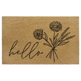 HANSE HOME Hello & Flowers, Türmatte", braun, B:45cm H:15mm L:75cm, Kokos, Fußmatte für Innen, Kokosmatte, Flur