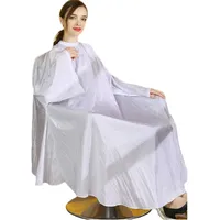 Haarschnitt Umhang Friseur, Frisierumhang, Haarschneideumhang Cape, Barber Shop Barbier Salon Haircut Friseur Cape Tuch Schürze Schneiden Haar-Styling Schnitte Perming Färben Werkzeug Kleid,White,1PCS - Einheitsgröße