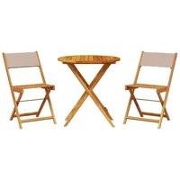 vidaXL 3-tlg. Bistro-Set Taupe Stoff und Massivholz