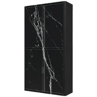 Paperflow easyOffice Rollladenschrank Motiv schwarzer Marmor silber, 110x204x41.5 cm