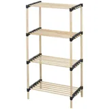 WellHome - Schuhregal mit 4 Böden aus Holz und Metall, 92,5 cm