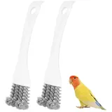 MiOYOOW Vogelkäfig Bürste, Papageienkäfig Reinigungsbürste mit Schaufel und Ergonomischem Griff, Vogelkäfig Zubehör für die Reinigung von Vogelkäfigen