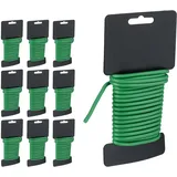 Relaxdays Gartendraht 10er Set, 5 m Länge, Ø 5 mm, ummantelter Gartendraht für Pflanzen, weicher Garten Bindedraht, grün