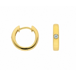 Adelia ́s Paar Ohrhänger 585 Gold Ohrringe Creolen mit Zirkonia Ø 13,6 mm, mit Zirkonia Goldschmuck für Damen goldfarben