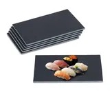 Relaxdays Schieferplatte 6er Set, 30 x 20 cm, Servieren von Käse & Desserts, Servierplatte zum Beschriften, anthrazit