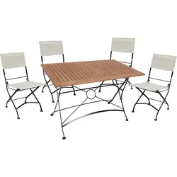 5 teilig Tisch Gruppe Eukalyptus Grandis Garten Sitz-Gruppe Veranda Terrasse Hof