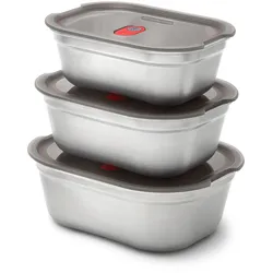 BLACK+BLUM Multifunktions-Boxen Lunchbox Edelstahl 3er Set 0,6 + 0,9 + 1,2 Liter