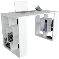 Moebel17 Schreibtisch Weiß, 4 Fächer, Rechteckig, 120x75x60 cm, Arbeitszimmer,