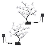 GLOBO Solarlampen für Außen Garten Deko Solarleuchte Außenbereich Stecklampe im Baum Design, Erdspieß Blüten Baum, LED, H 60 cm, 2er Set