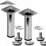 Möbelfuß verstellbar Sofafuß belastbar bis 50 kg Stahlrohrfuß Sockelfuß Tischbein Rund Chrom Glanz