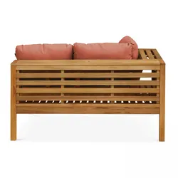 Oviala Business Linkes niedriges Gartensofa aus Eukalyptusholz terracotta