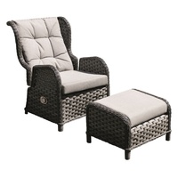 Lex Verstellbarer Polyrattan Comfort Relax Ohrensessel Gartensessel Polster Hocker : Relax Sessel + Hocker