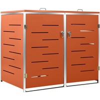 KOIECETA Mülltonnenbox für 2 Tonnen Rostfrei Abschließbar Müllbox Mülltonne Mülltonnenverkleidung Müllcontainer Gartenbox Edelstahl (138x77,5x115,5cm) Orange