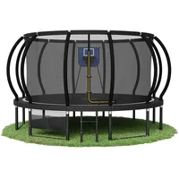 Devoko Outdoor Trampolin mit Basketballkorb & Sicherheitsnetz - 150 kg Maximalgewicht - Ø 228/305/366/427 cm - Robuster Garten-Trampolinspaß für Kinder und Erwachsene