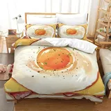 Pechiwuo Bettwäsche 220x240 cm Sandwich Bettwäsche-Set Spiegelei Winter Bettbezug Weiche Mikrofaser Bettzeug Set 3D Print Bettbezüge 240x220 cm + 2 Kissenbezug 80x80 cm K750