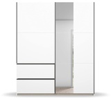 RAUCH Möbel Schiebetürenschrank, Schwarz, Weiß, Griffleisten graumetallic, 2-türig mit Spiegel, inkl. 2 Kleiderstangen, 2 Einlegeböden BxHxT 175x210x59 cm