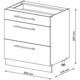 Vicco Schubladenschrank Fame-Line 80 x 60 x 81,5 cm Goldfarben