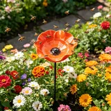 2026 Neue Blumen Gartenstecker Bienentränke Metall, Bienen-Vogeltränke,insektentränke Garten,Blumenform Fütterungsschale, Outdoor-Vogelfutterstation, Garten, Hof, Terrasse (Orange)