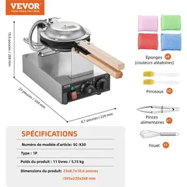Vevor Bubble-Waffelmaker Silber