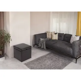 MCW Sitzhocker Carrara Leder + Kunstleder 44 x 45 x 44 cm Braun
