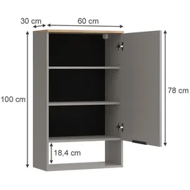 Vicco Hängeschrank Wido 60 x 100 x 30 cm Grau
