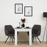 Homestyle4u Esstisch Massiv mit 2 Stühlen Grau Holz Weiß Tisch Wohnzimmer Stuhl Homestyle4u