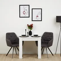 Homestyle4u Esstisch Massiv mit 2 Stühlen Grau Holz Weiß Tisch Wohnzimmer Stuhl Homestyle4u