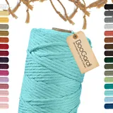 BooGardi Makramee Garn · Cyan 5mm x 100m · 3mm oder 5mm · viele Farben · Baumwollkordel · Baumwollgarn · DIY Bastelkordel · Kordelband