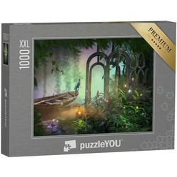 puzzleYOU Puzzle Puzzle 1000 Teile XXL „Fantasy: Papagei und leuchtende Lampe im Dschun, 1000 Puzzleteile, puzzleYOU-Kollektionen Fantasy