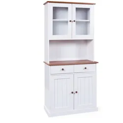 Wright Sideboard 2 Türen, 2 Glastüren, 2 Schubladen, weiss, braun.