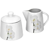 VAN WELL Kaffeeergänzungsset Milchkännchen & Zuckerdose Vanda weiße Orchidee