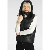 ALPENBLITZ Steppweste "Surabaya", Damen, Gr. 36, schwarz, Web, Obermaterial: 100% Polyester. Futter: 100% Polyester. Wattierung: 100% Polyester, kontrastfarbene Details, unifarben, figurumspielend hüftlang, Westen Steppweste, mit abnehmbarer Kapuze