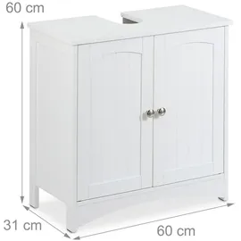 Relaxdays Waschbeckenunterschrank 2 Türen 60 x 60 x 31 cm Weiß