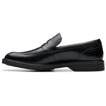 CLARKS Herren Aldwin Step Shoes, Black Leather, 45 EU