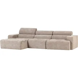 Woood Ecksofa Novi Melange-Stoff 3-Sitzer Beige