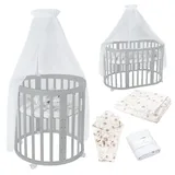 Waldin Babybett OWAL Kinderbett 7in1 mit Matratze, mitwachsendes Kinder-Bett