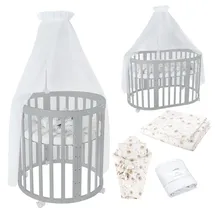 Waldin Babybett OWAL Kinderbett 7in1 mit Matratze, mitwachsendes Kinder-Bett