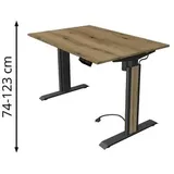 Kerkmann Move 1 advance elektrisch höhenverstellbarer Schreibtisch eiche rechteckig, T-Fuß-Gestell grau 120,0 x 80,0 cm