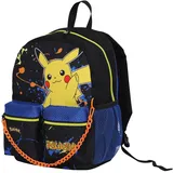 Seven Rucksack für Schule, Pokemon, Kindergarten und Freizeit, blau und gelb, Kinder und Jugendliche, mit doppelter Fronttasche, Schwarz, Blau und Gelb, Taglia unica, Casual