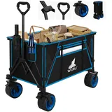 WOLTU Bollerwagen faltbar, XXL Transportwagen klappbar, Handwagen mit Bremsen für alle Gelände, Strandwagen Gartenwagen Campingwagen, bis 240 L 120 kg belastbar, Schwarz+Blau