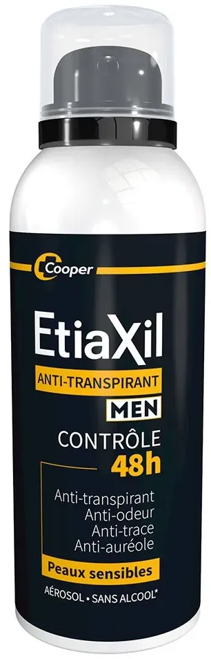 ETIAXIL - Déodorant Anti-transpirant - HOMME - Transpiration Modérée - Aisselles - Contrôle 48h - Aérosol 150 ml spray