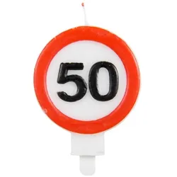 50. Geburtstag Verkehrsschild Kerze