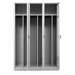 PROREGAL Garderobenspind Camel | 3-Fach mit Pro-Aufteilung| HxBxT 180x119x50 cm | Zylinderschloss | Grau